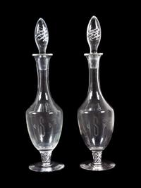 A Pair of Blown Glass Decanters