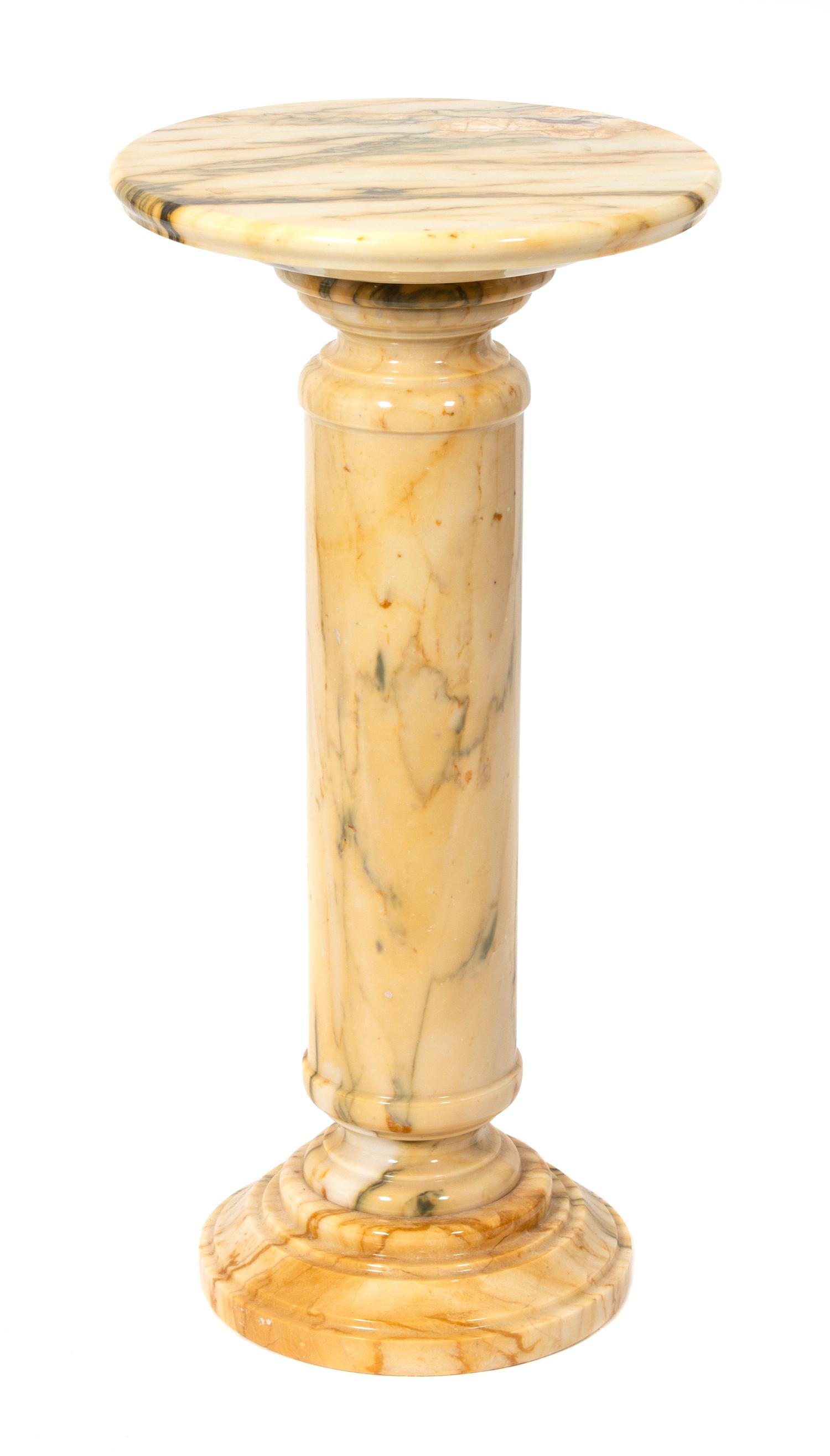 A Cream/Black/Brown Marble Columnar Pedestal Height 31 1/2 inches. — 20TH CENTURY
