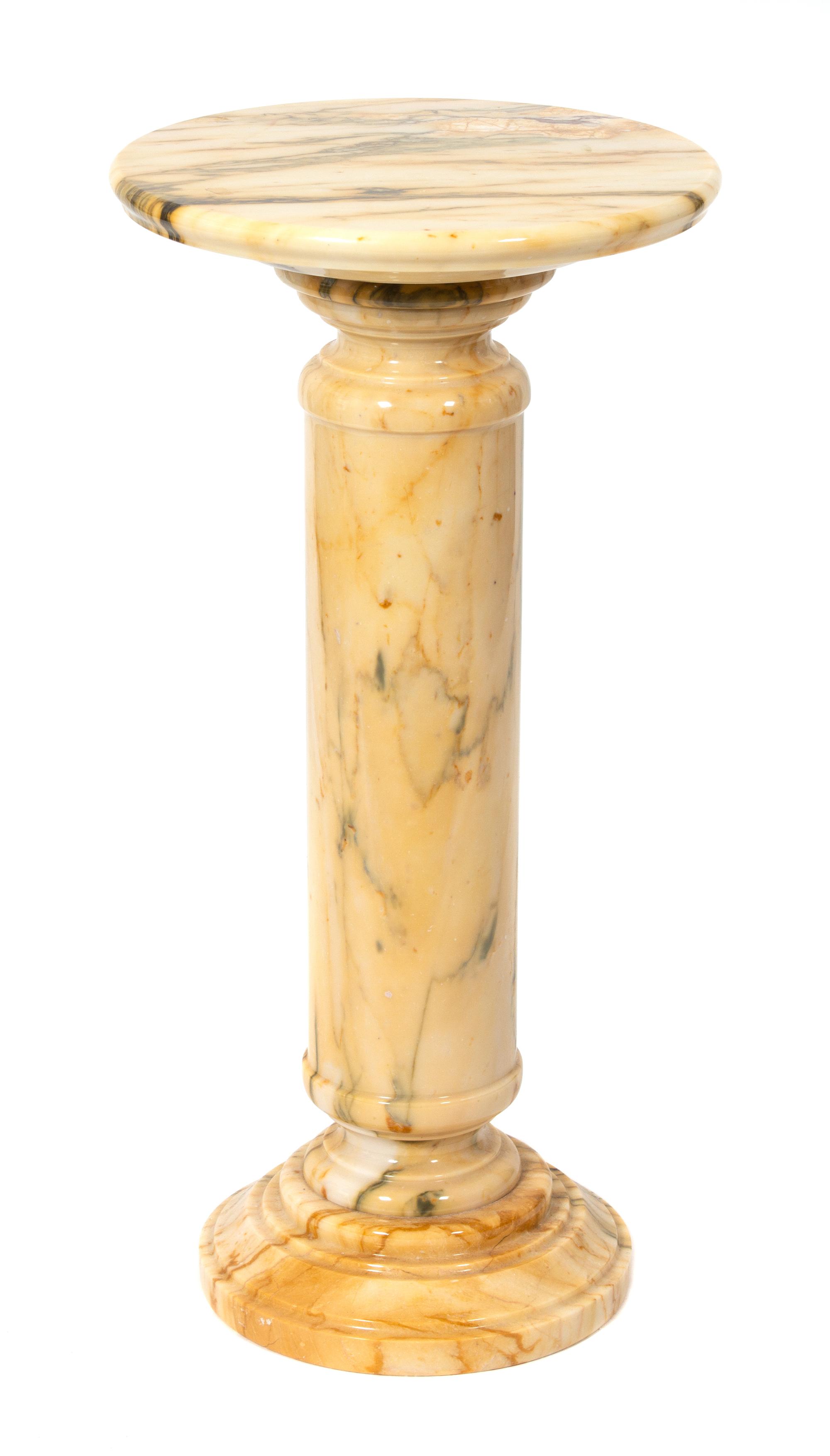 A Cream/Black/Brown Marble Columnar Pedestal Height 31 1/2 inches. — 20TH CENTURY