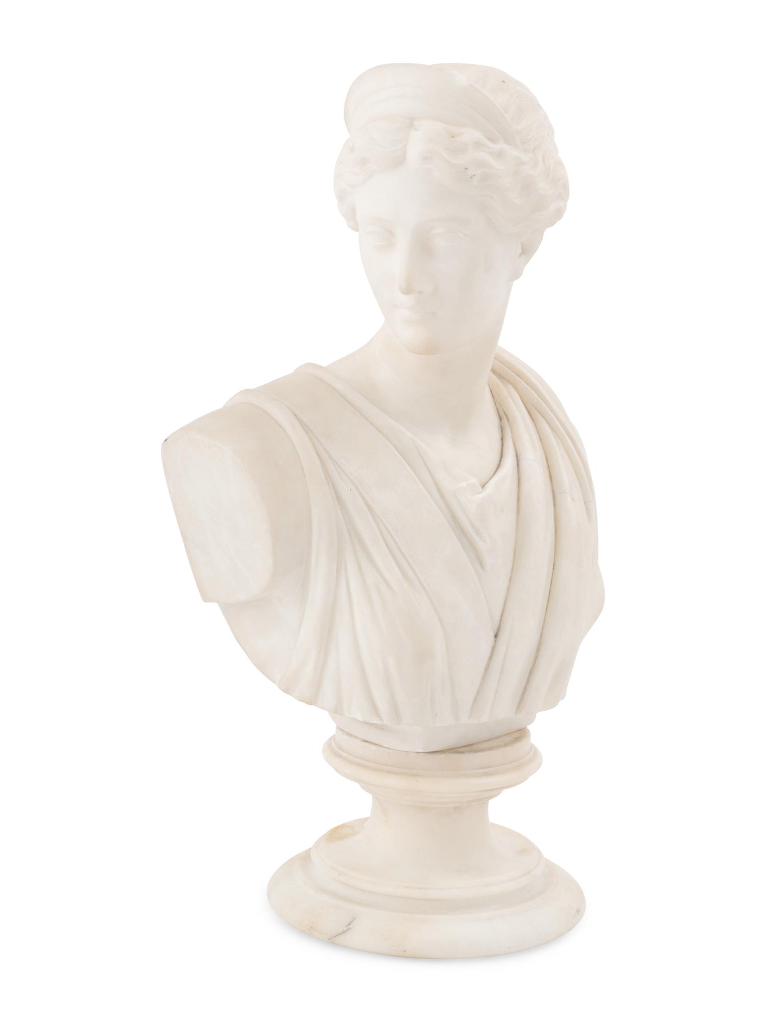 A Continental Marble Bust of Diana of Versailles