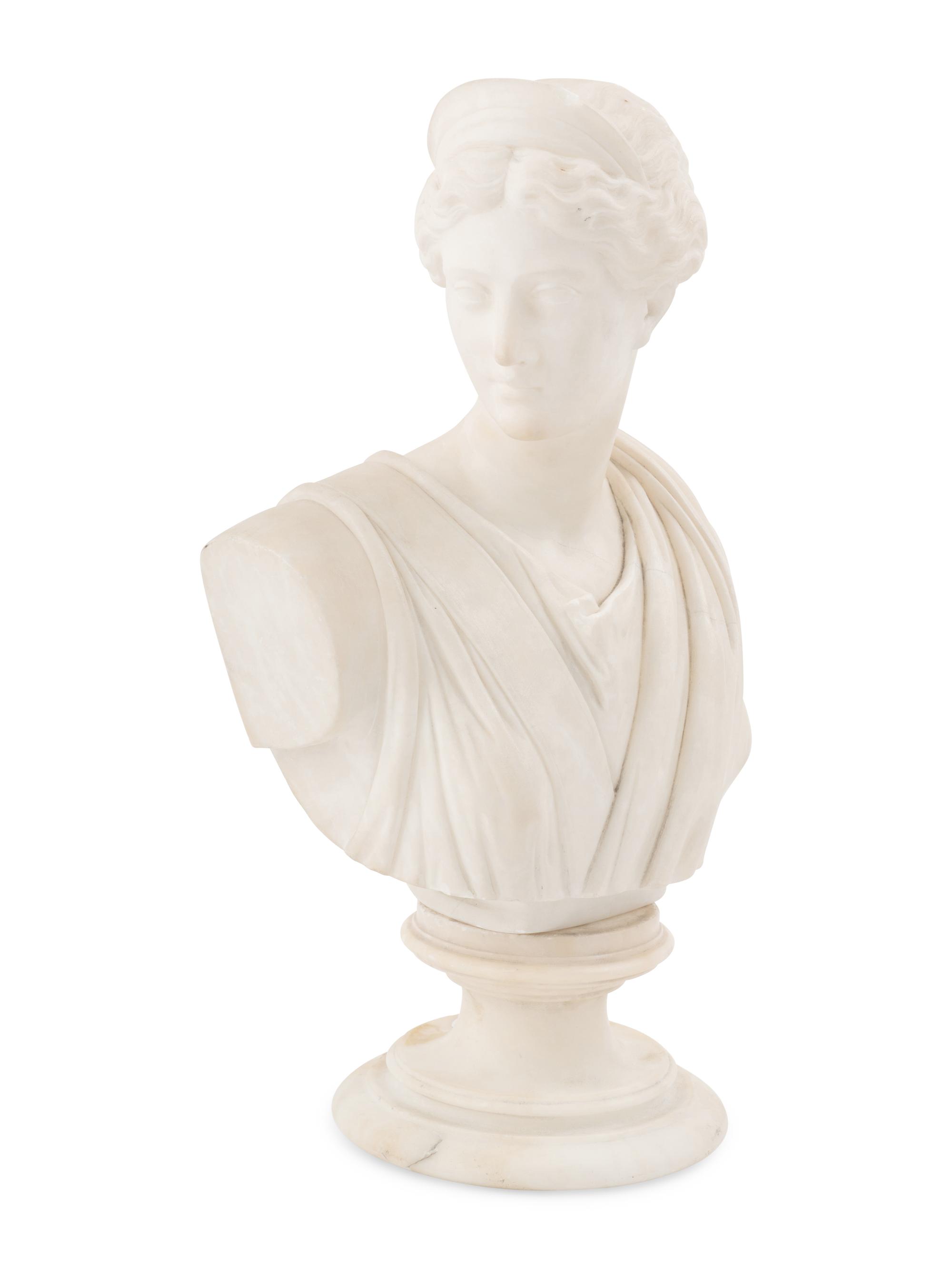 A Continental Marble Bust of Diana of Versailles