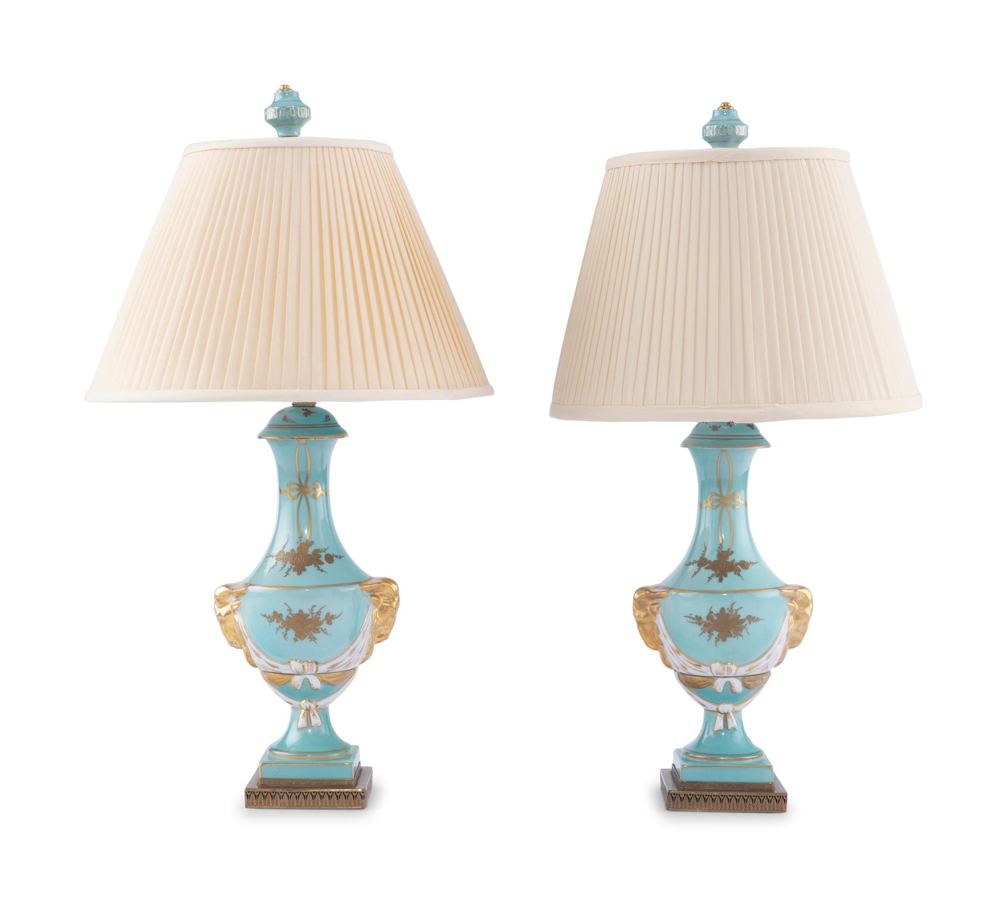 A Pair of French Porcelain Table Lamps