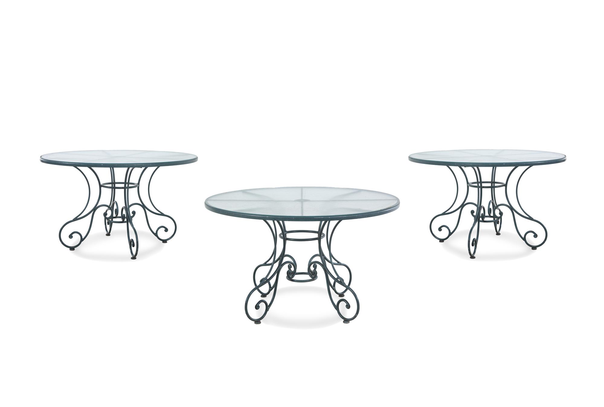 A Suite of Painted Steel Patio Furniture