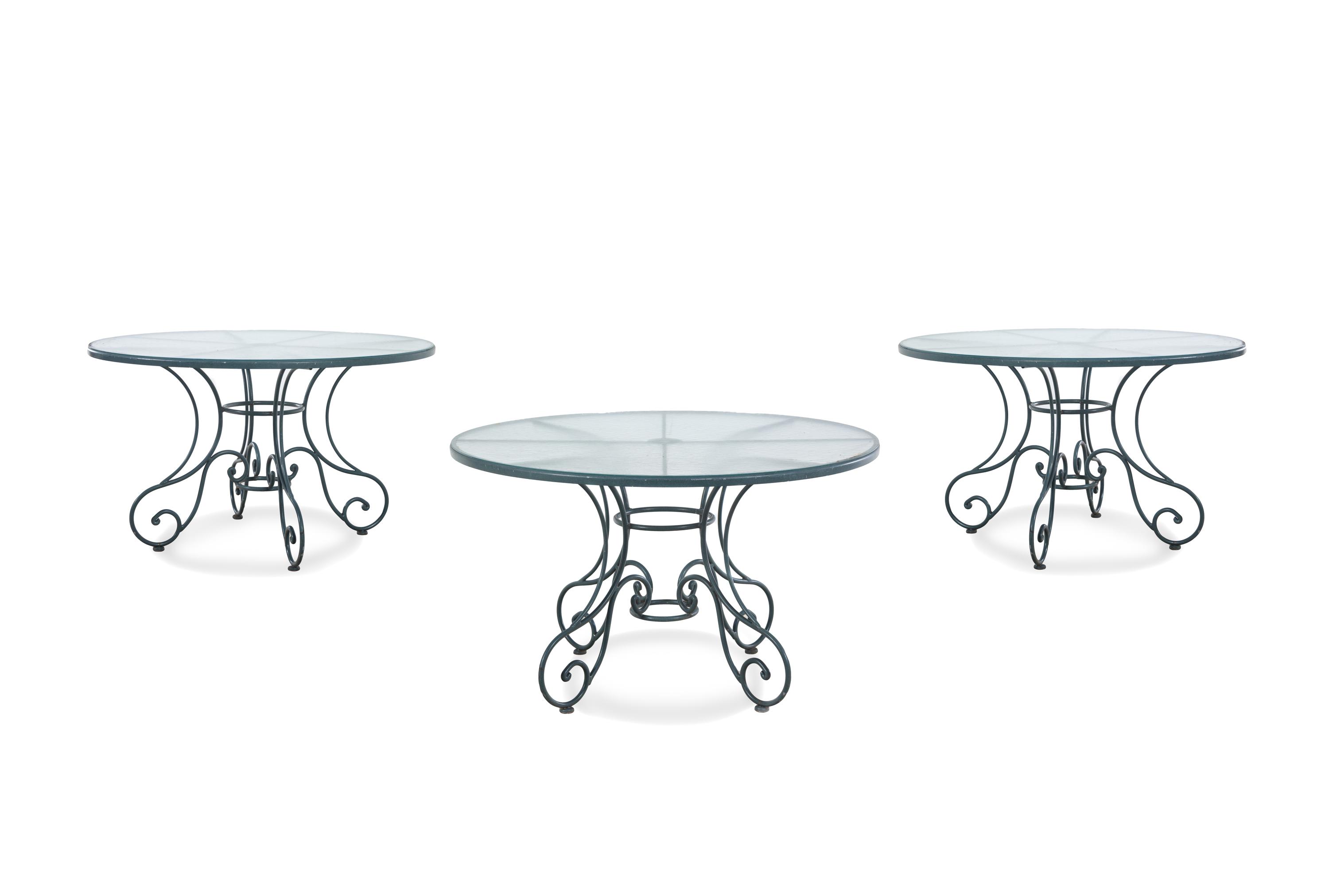 A Suite of Painted Steel Patio Furniture