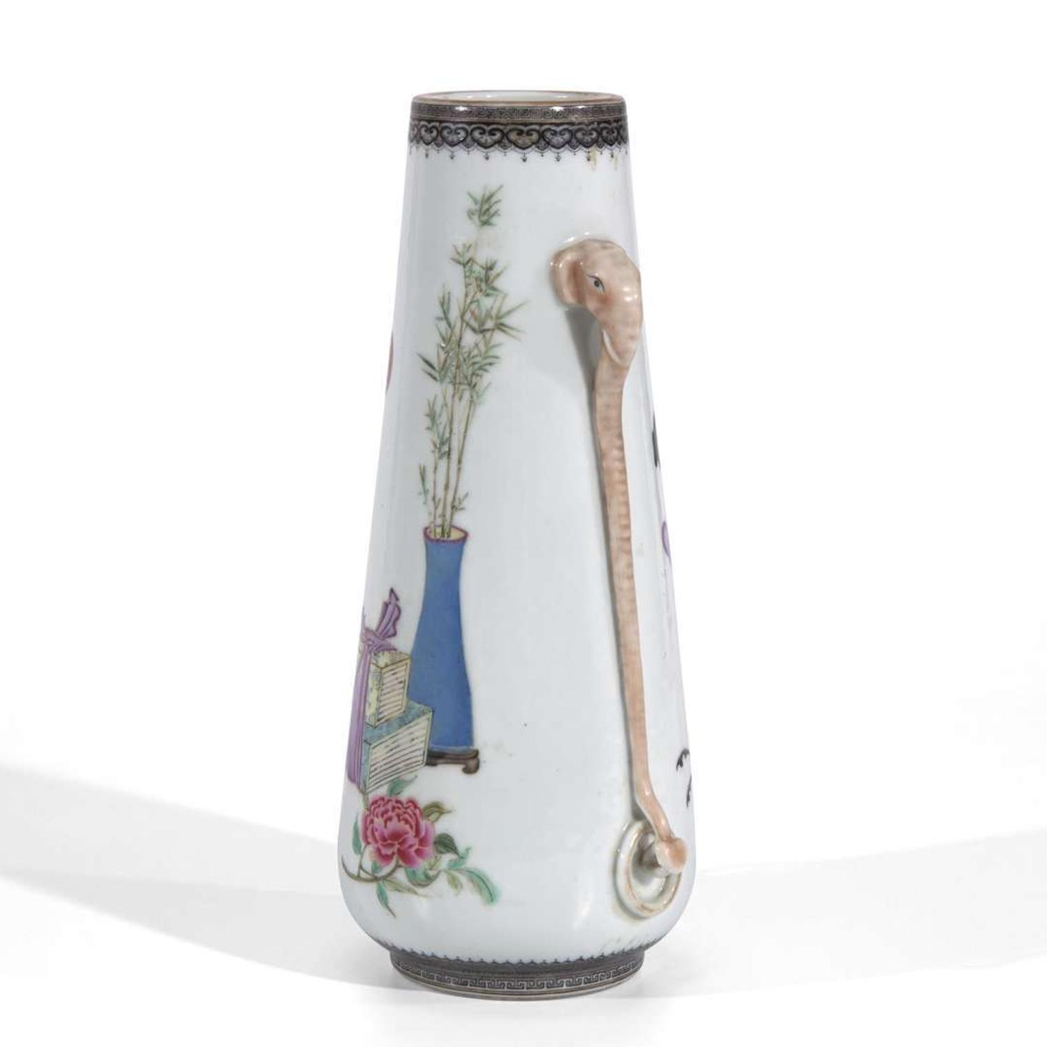 A Chinese enameled eggshell porcelain "Winter Landscape" dish, signed Yu Wenxiang, and a vase 薄胎瓷盘及人物画瓷瓶 20th century ????
