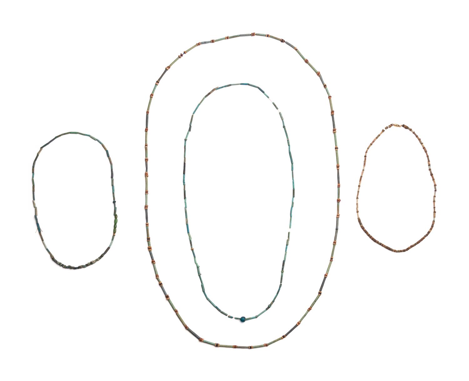 Four Egyptian Bead and Faience Necklaces