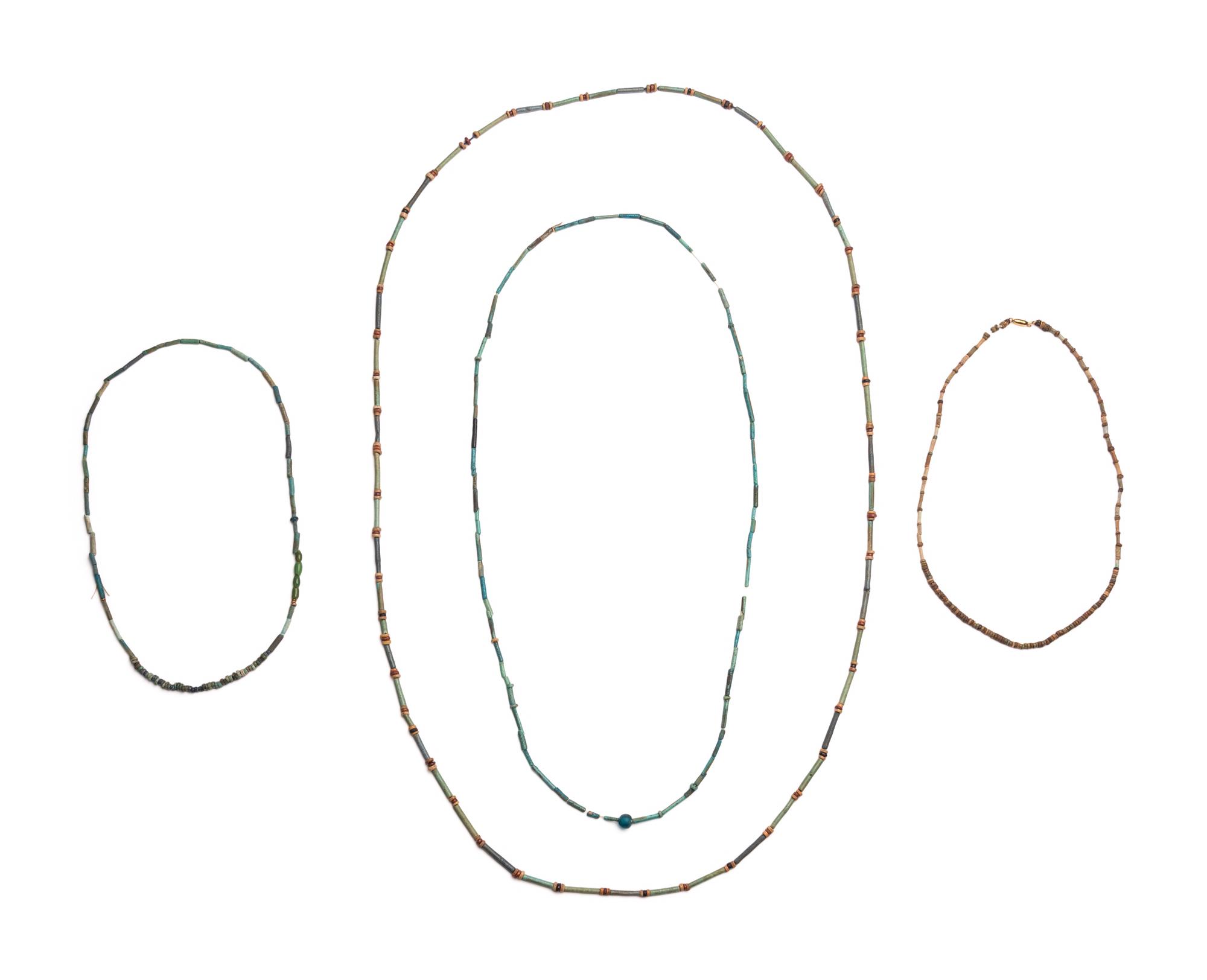 Four Egyptian Bead and Faience Necklaces