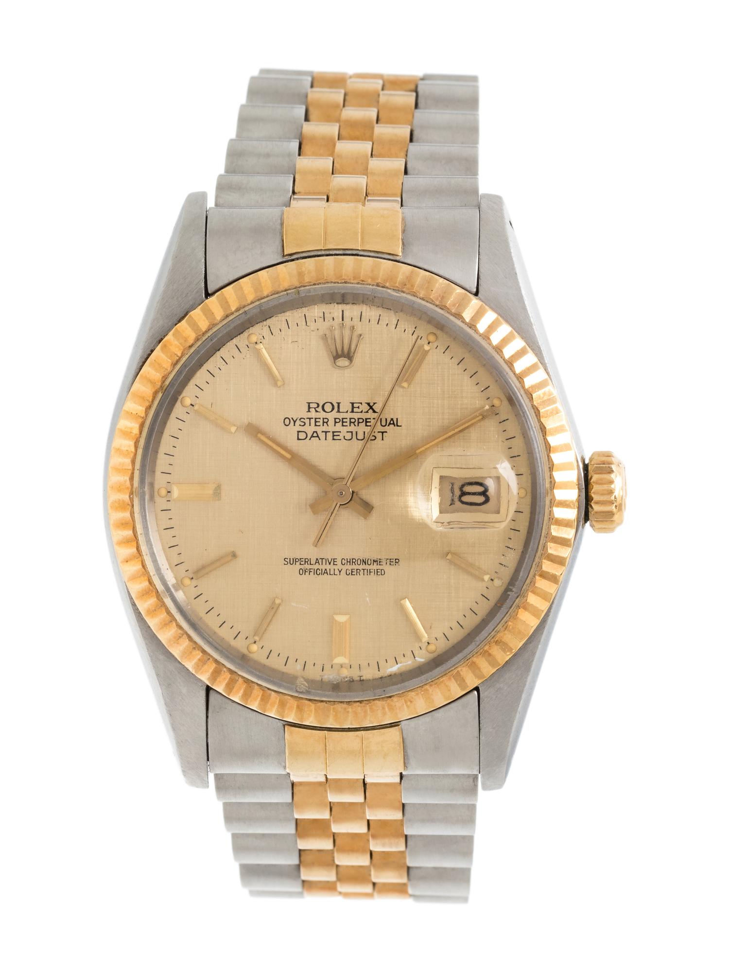ROLEX, REF. 16013 STAINLESS STEEL AND 18K YELLOW GOLD 'OYSTER PERPETUAL DATEJUST' WRISTWATCH, CIRCA 1984