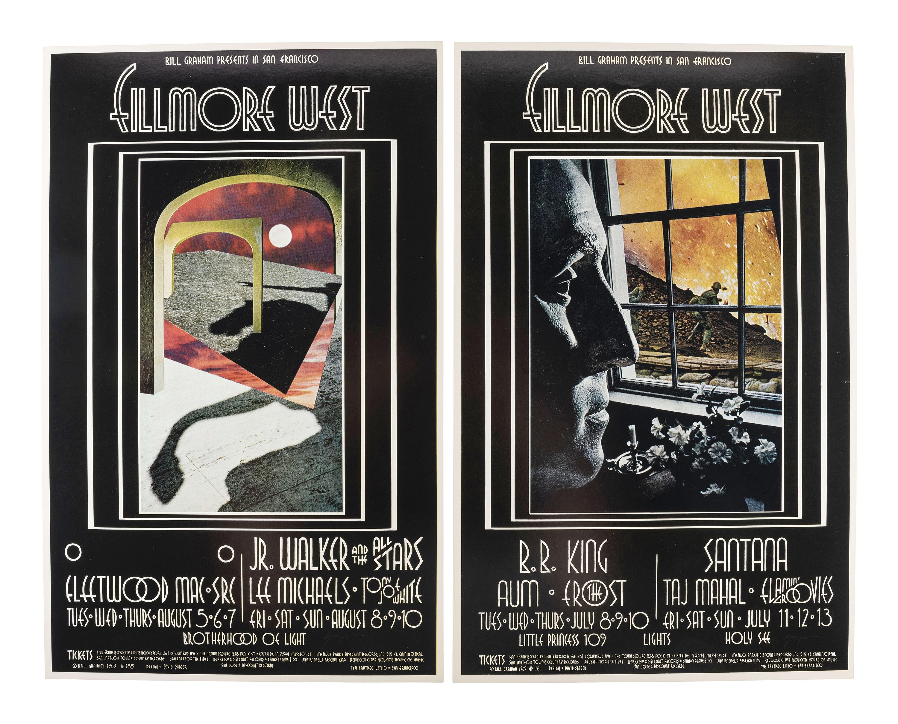 [MUSIC] -- [POSTERS]. SINGER, David, artist. Complete set of 66 SIGNED posters designed for the Fillmore West Ballroom, San Francisco, California. 1969-1971.