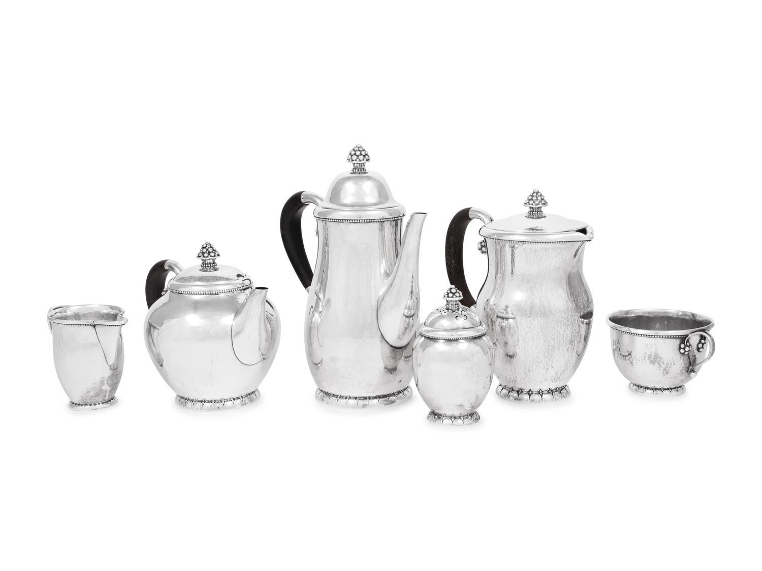 A Georg Jensen Silver Six-Piece Tea and Coffee Service