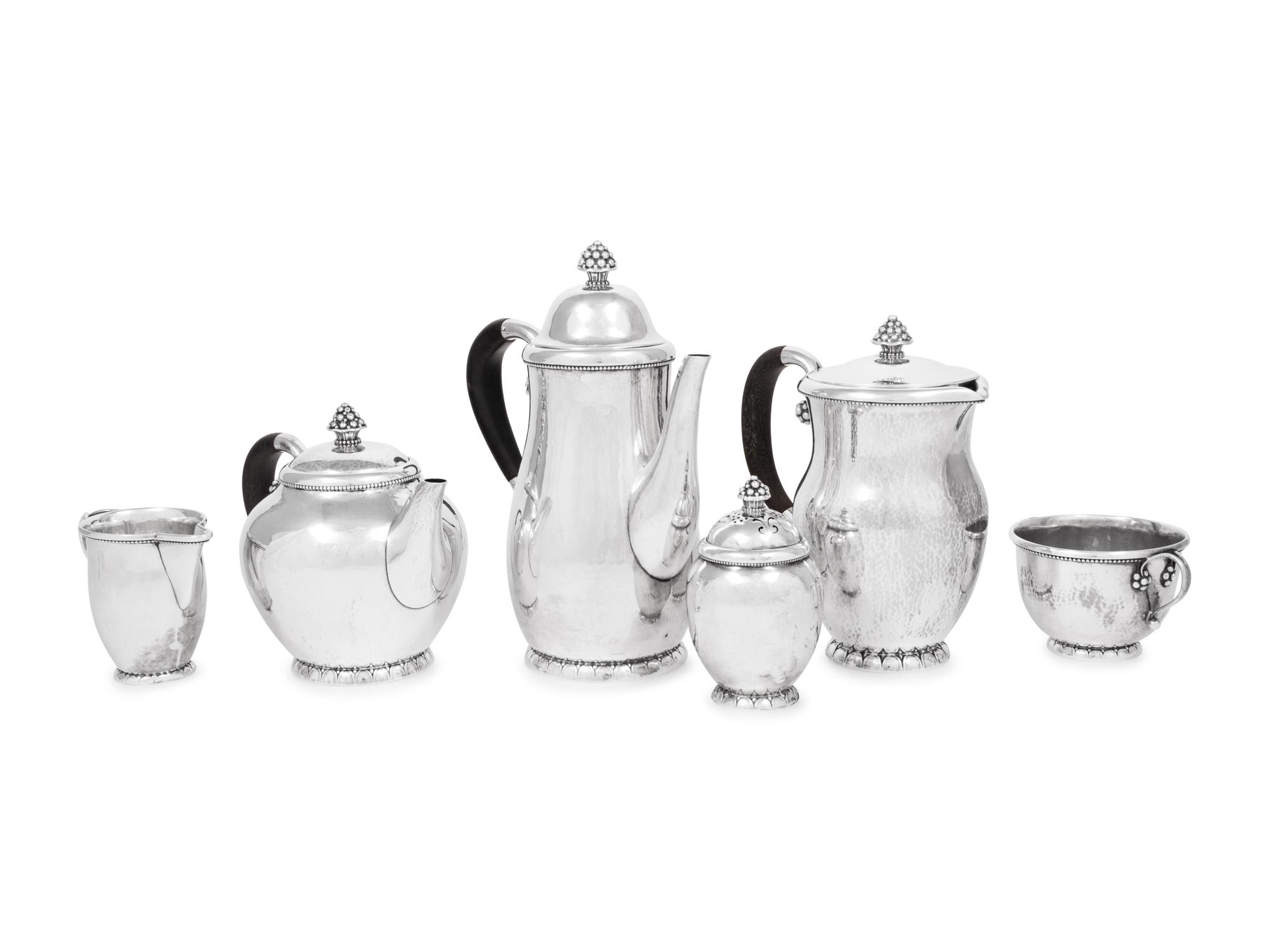 A Georg Jensen Silver Six-Piece Tea and Coffee Service