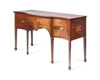 A Federal Inlaid Serpentine Walnut Sideboard