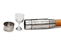 An Edwardian Silver Mounted Malacca Drinking 'System' Walking Stick