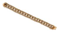 A 14 Karat Yellow Gold and Cultured Pearl Bracelet, 15.80 dwts.