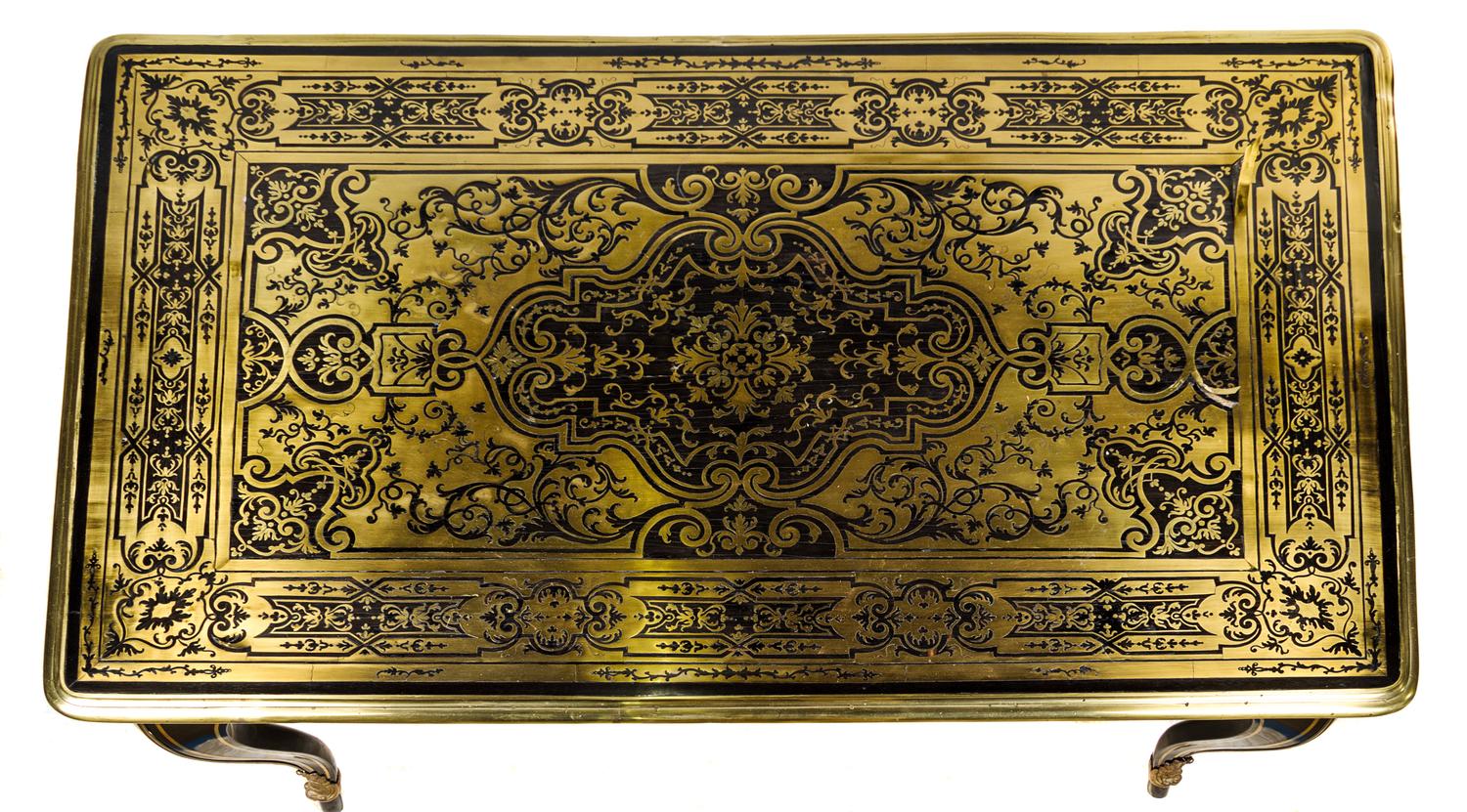 A Louis XIV Style Boulle Marquetry Low Table Height 17 3/4 x width 47 1/2 x depth 28 3/4 inches. — THE TOP LATE 17TH CENTURY, THE BASE 19TH CENTURY