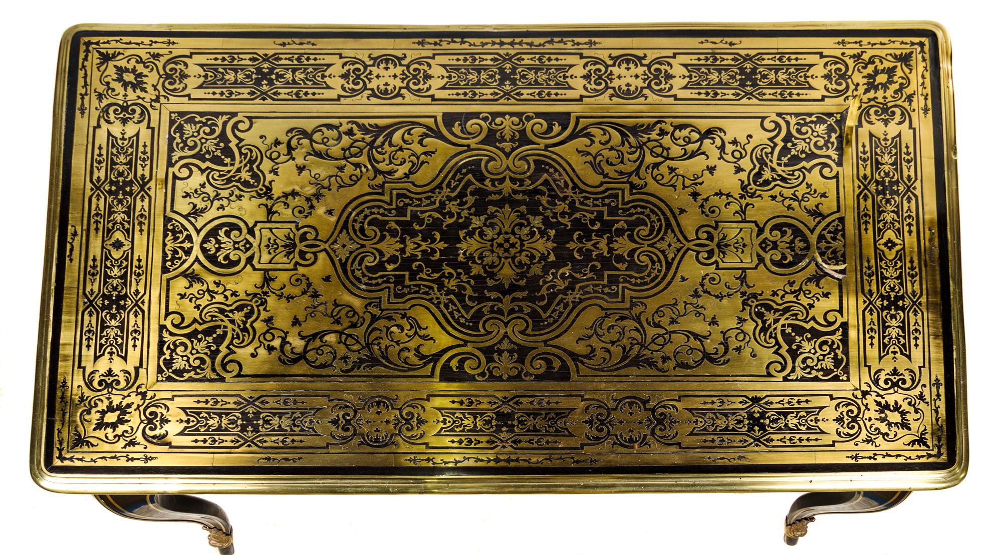A Louis XIV Style Boulle Marquetry Low Table Height 17 3/4 x width 47 1/2 x depth 28 3/4 inches. — THE TOP LATE 17TH CENTURY, THE BASE 19TH CENTURY