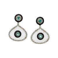 EMERALD, DIAMOND, ROCK CRYSTAL, AND BLACK ONYX EARRINGS