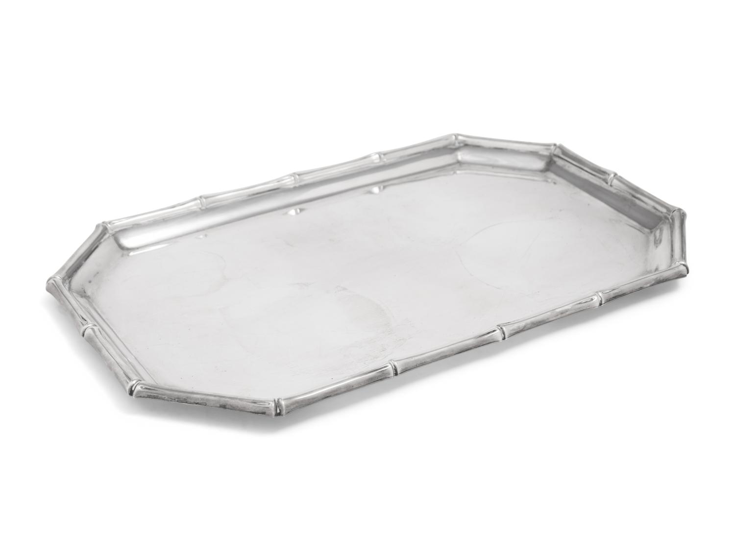 A Tiffany and Co. Bamboo Silver Serving Tray