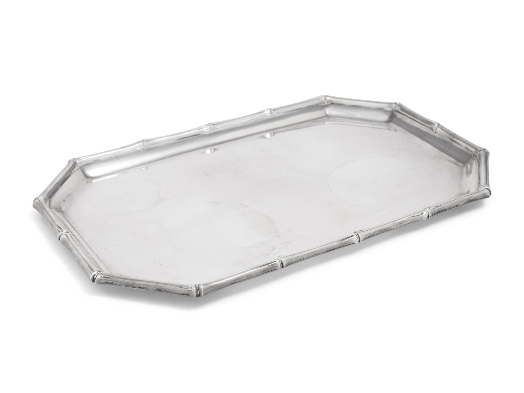 A Tiffany and Co. Bamboo Silver Serving Tray