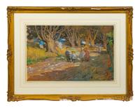 Family on a Hillside and Children in a Forest