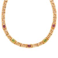 BULGARI, YELLOW GOLD, PINK TOURMALINE AND PERIDOT NECKLACE