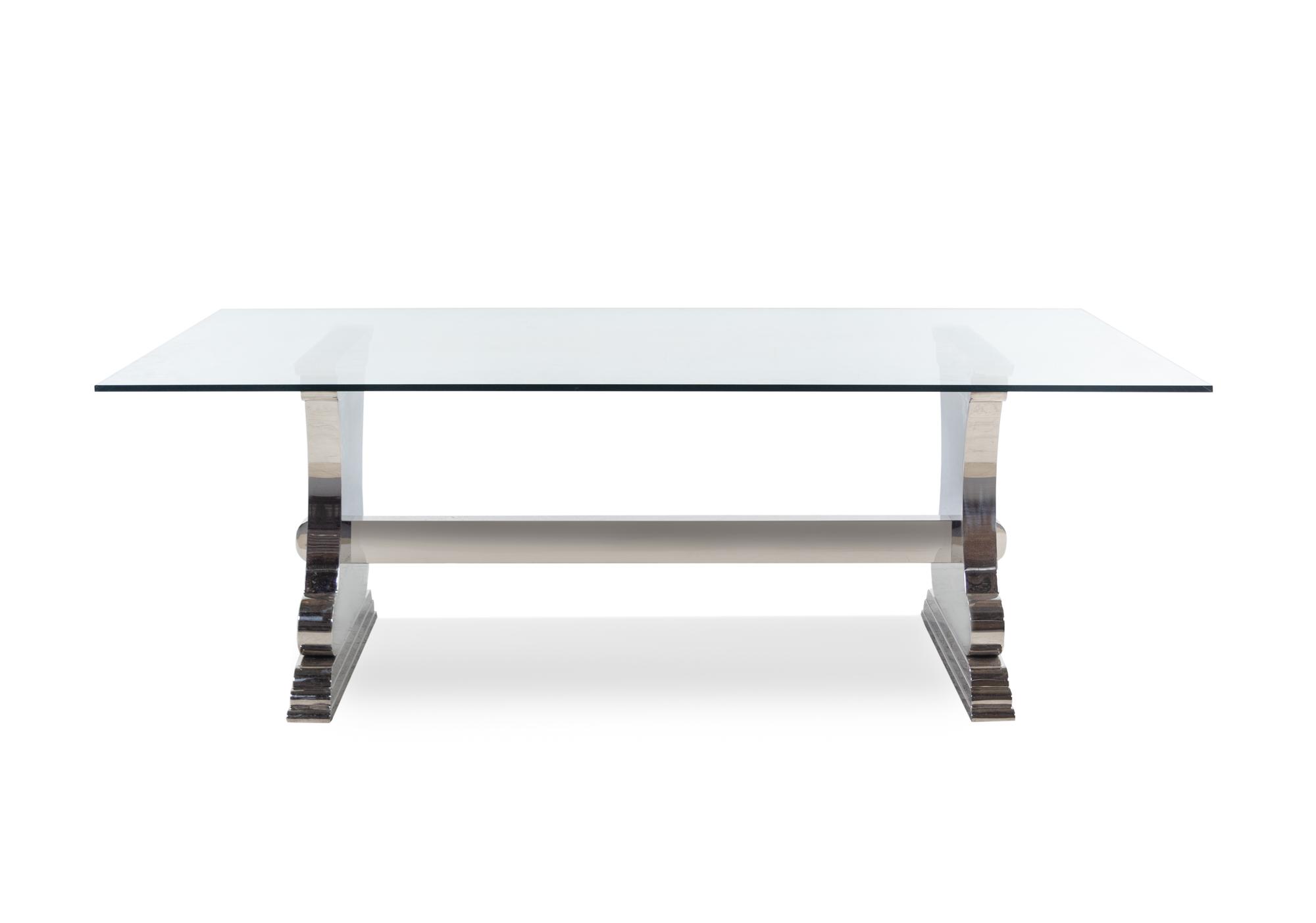 A Contemporary Chrome and Glass Dining Table