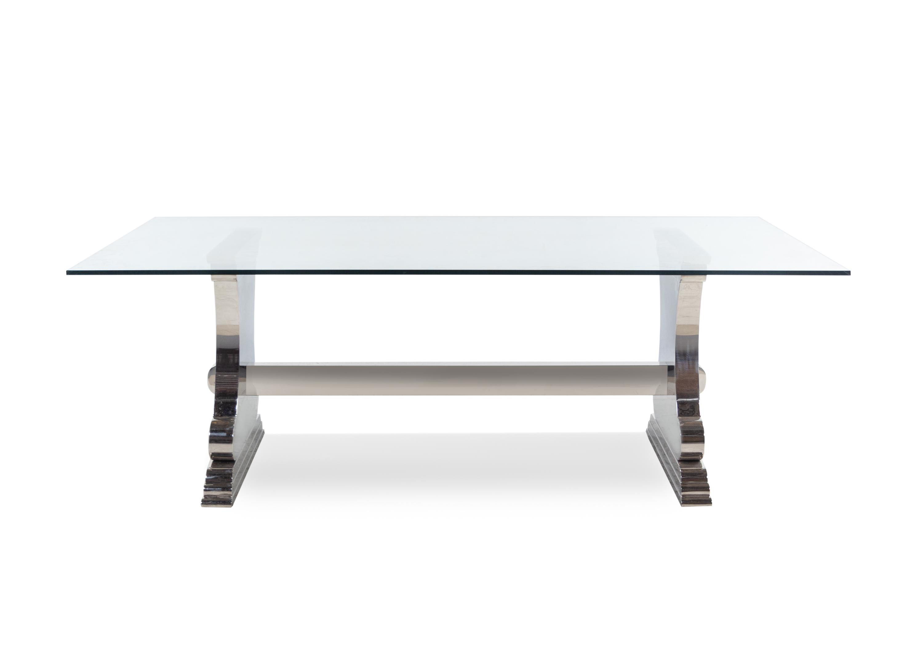 A Contemporary Chrome and Glass Dining Table