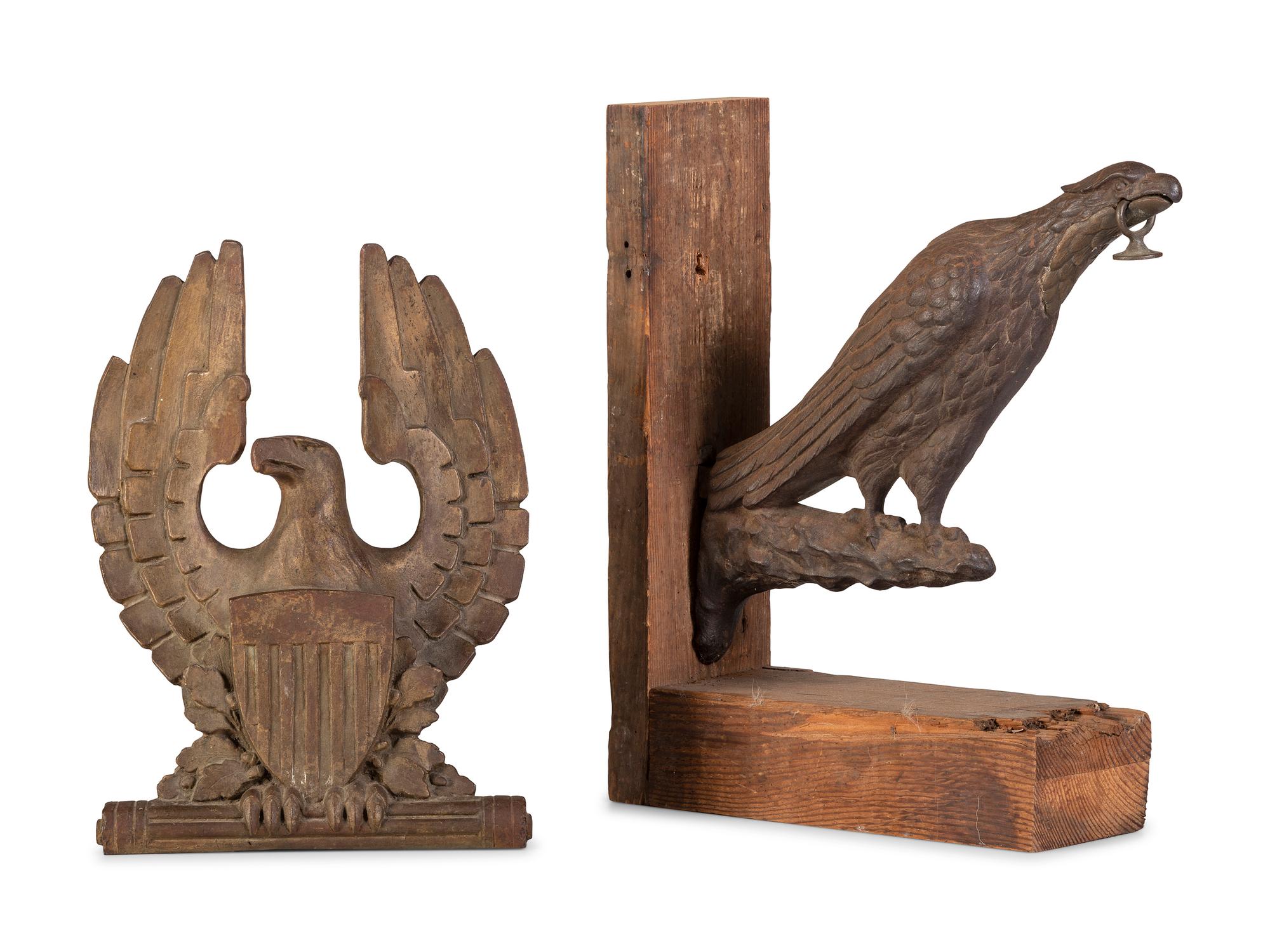 Two Cast Iron Eagle Mounts