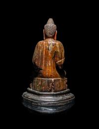 A Chinese Carved Wood Figure of Buddha Shakyamuni