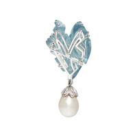 MARLENE STOWE, AQUAMARINE, CULTURED PEARL, AND DIAMOND BROOCH