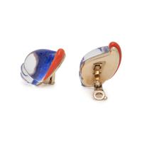 VHERNIER, ROCK CRYSTAL, LAPIS LAZULI, AND CORAL SHELL EARCLIPS