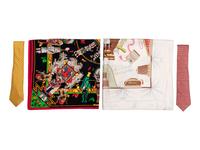 Four Hermès Items: Two 90cm Scarves and Two Ties