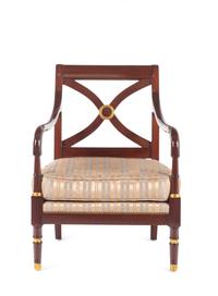 A Pair of Regency Style Parcel Gilt Armchairs