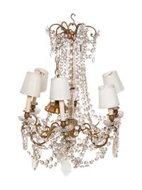 A French Gilt Metal and Cut Glass Six-Light Chandelier