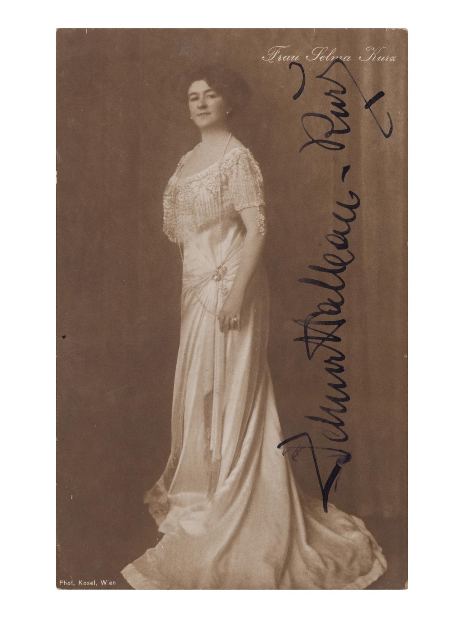 [19TH AND 20TH-CENTURY OPERA SINGERS]. A group of 6 photographs, cabinet photographs, cartes de visite, or photographic postcards of opera singers from the 1890s-1900s, most signed, comprising images of:
