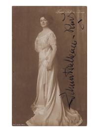 [19TH AND 20TH-CENTURY OPERA SINGERS]. A group of 6 photographs, cabinet photographs, cartes de visite, or photographic postcards of opera singers from the 1890s-1900s, most signed, comprising images of: