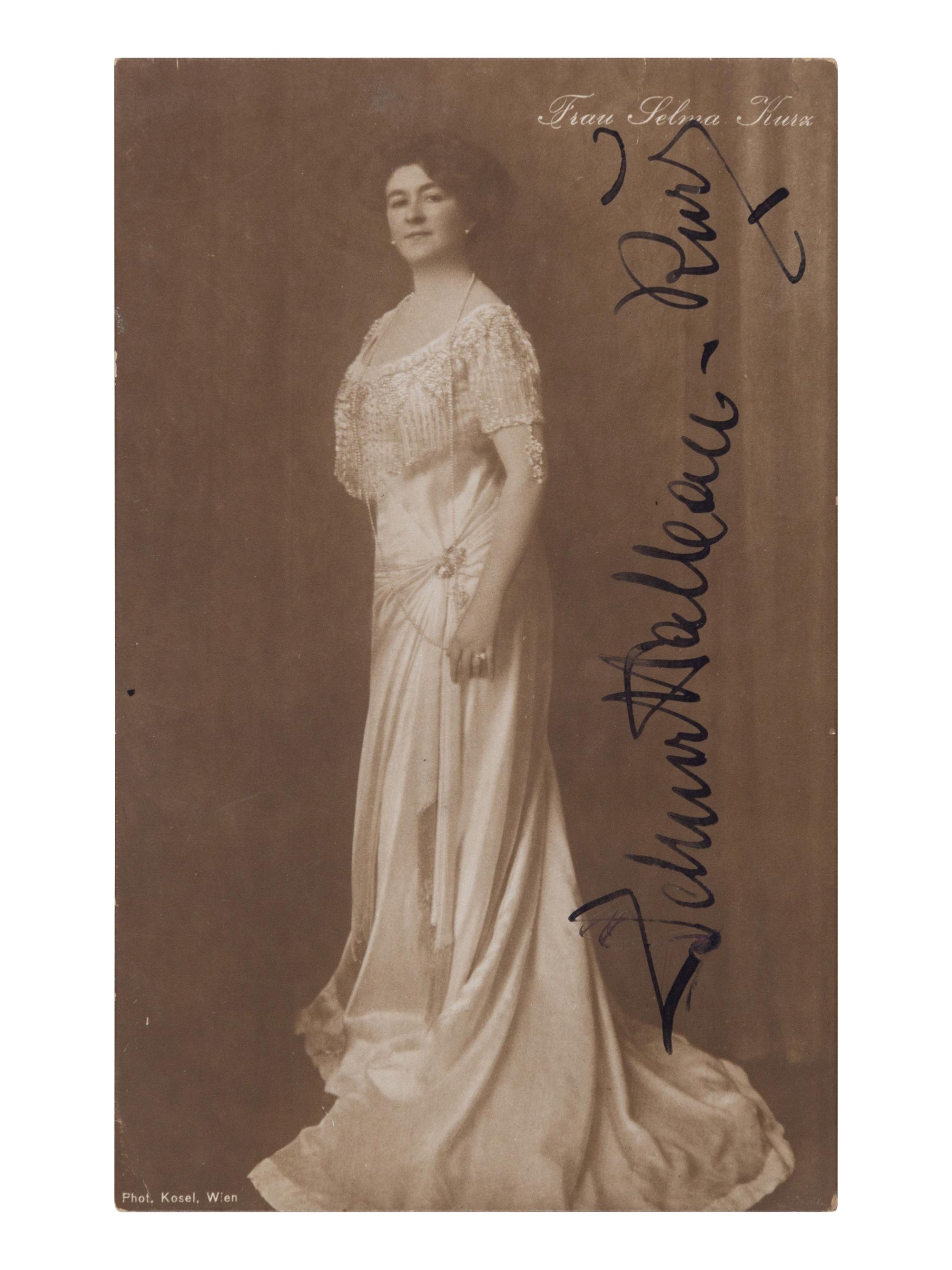 [19TH AND 20TH-CENTURY OPERA SINGERS]. A group of 6 photographs, cabinet photographs, cartes de visite, or photographic postcards of opera singers from the 1890s-1900s, most signed, comprising images of: