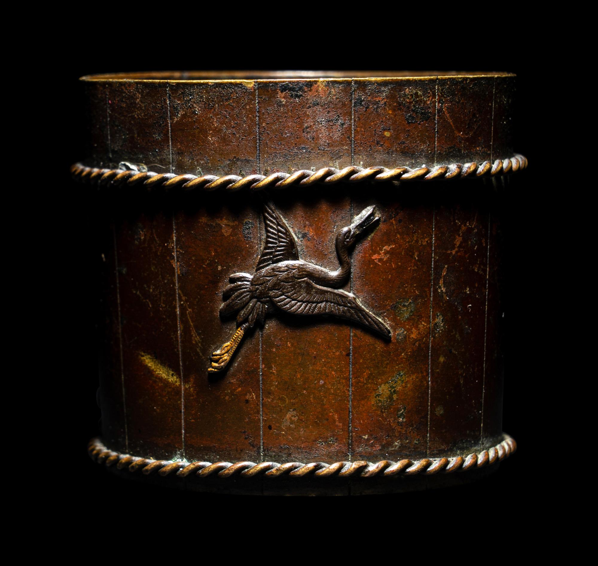 A Japanese Mixed-Metal Bucket-Form Holder