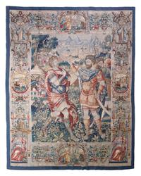 A Continental Wool Tapestry, Height 92 x width 71 1/2 inches.