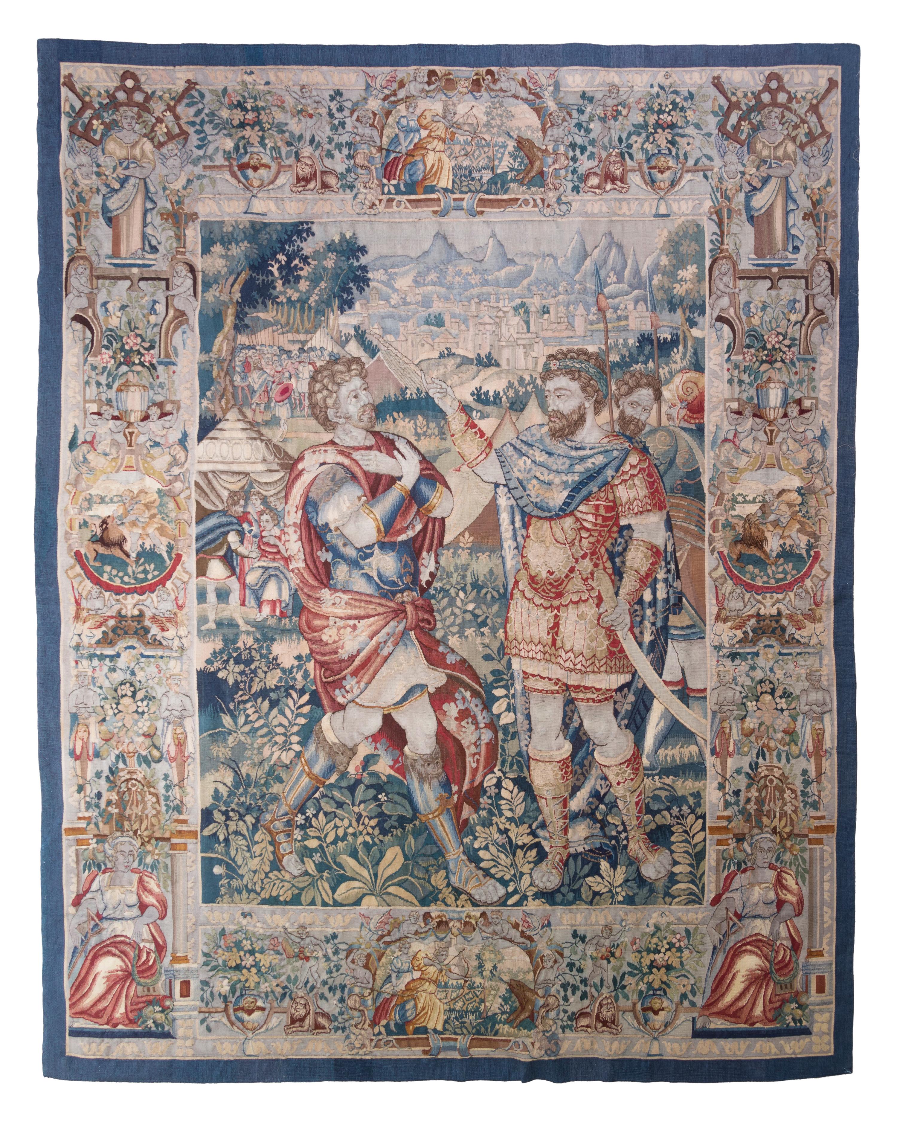 A Continental Wool Tapestry, Height 92 x width 71 1/2 inches.