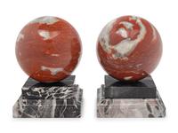 A Pair of Italian Marble Spherical Bookends