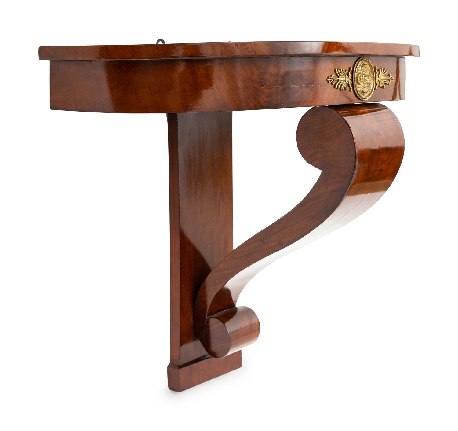 An Empire Style Gilt-Bronze Mounted Mahogany Console d'Applique and Mirror