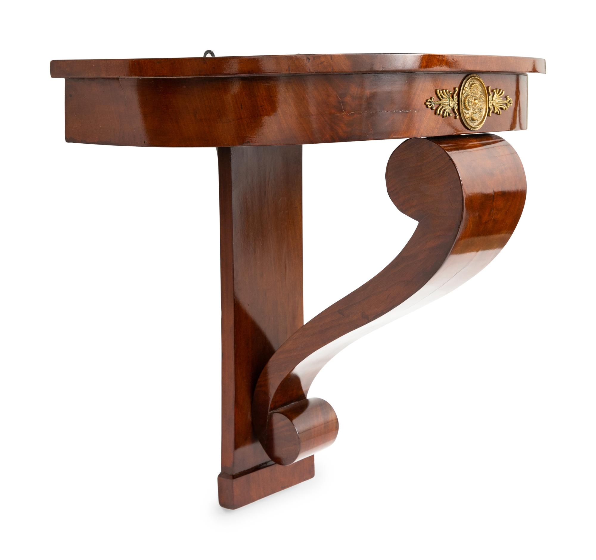 An Empire Style Gilt-Bronze Mounted Mahogany Console d'Applique and Mirror