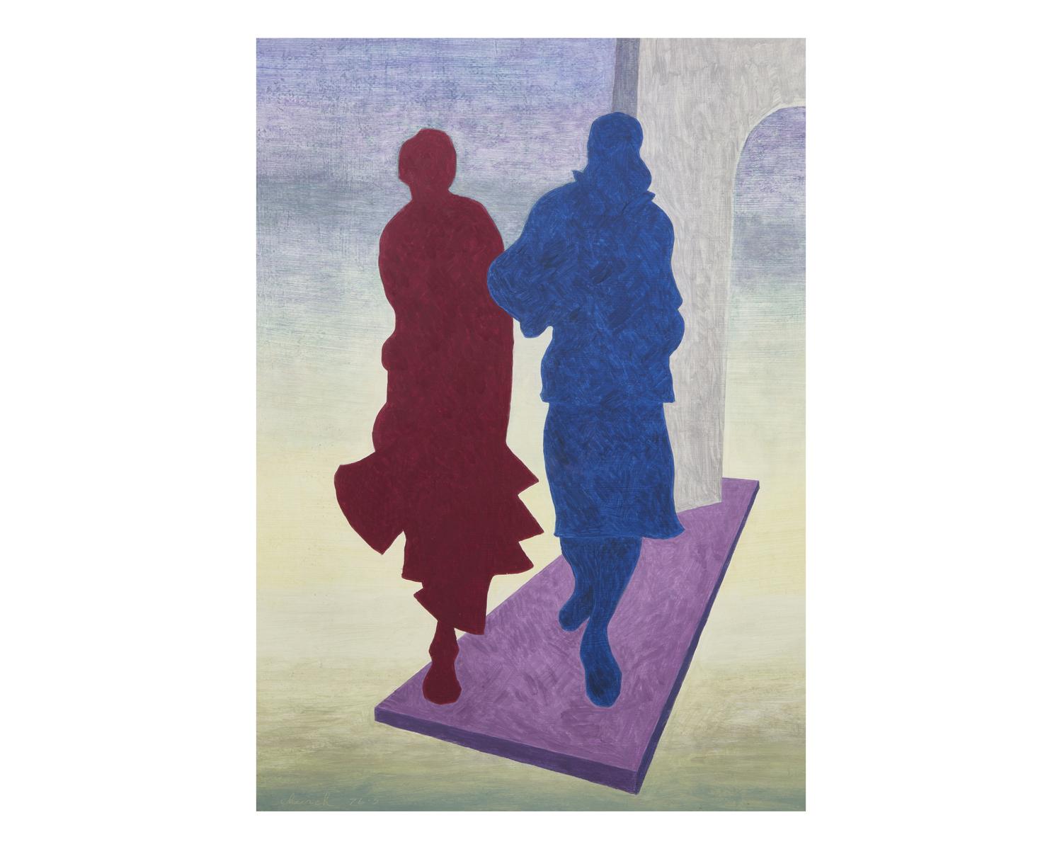 Red and Blue Figures ; together with Women Walking and Seated Nude (Three Works)