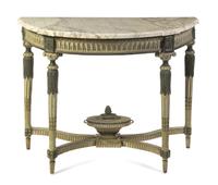 A Louis XVI Style Painted Console Table, Height 34 1/4 x width 44 1/2 x depth 20 3/4 inches.