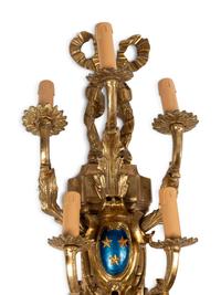 A Set of Four Gilt Bronze Five-Light Sconces