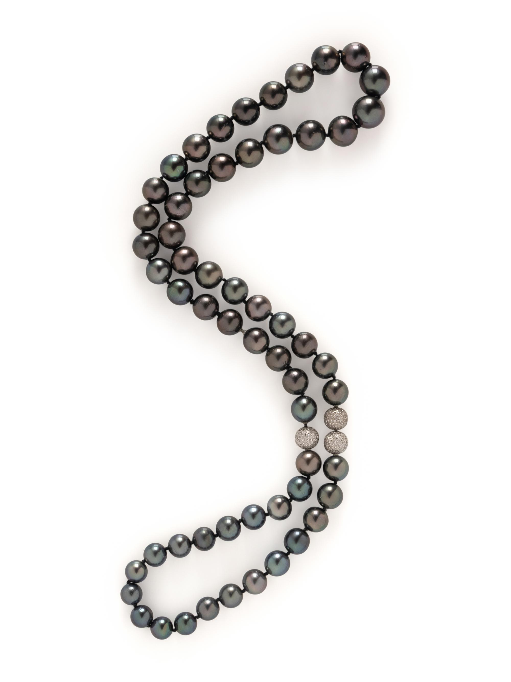 TAHITIAN CULTURED PEARL AND DIAMOND CONVERTIBLE NECKLACE