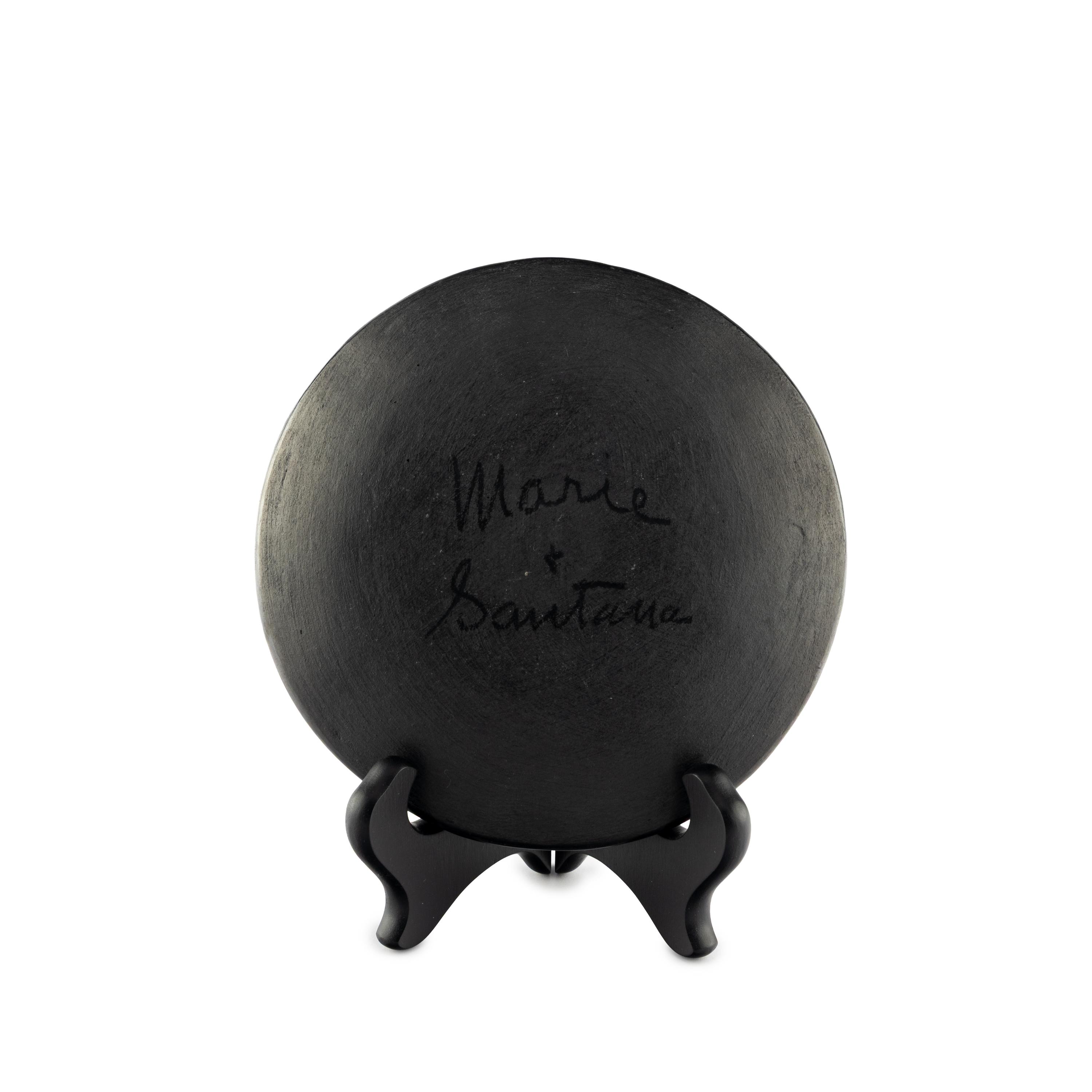 Blackware Pottery Plate, Repeating Feathers, Gunmetal Finish 1943-1956