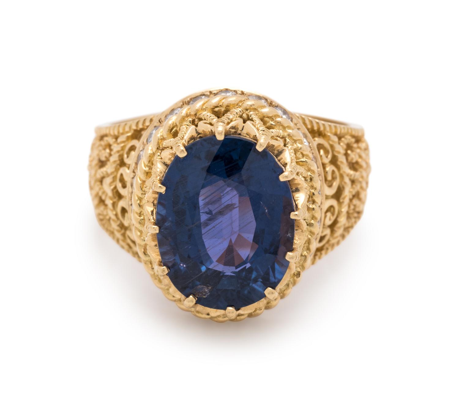CYNTHIA BACH, COLOR-CHANGE SAPPHIRE AND DIAMOND RING