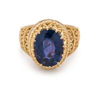 CYNTHIA BACH, COLOR-CHANGE SAPPHIRE AND DIAMOND RING